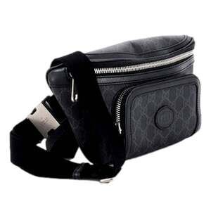 Gucci Interlocking G Patch Belt Bag GG Coated Canvas Black